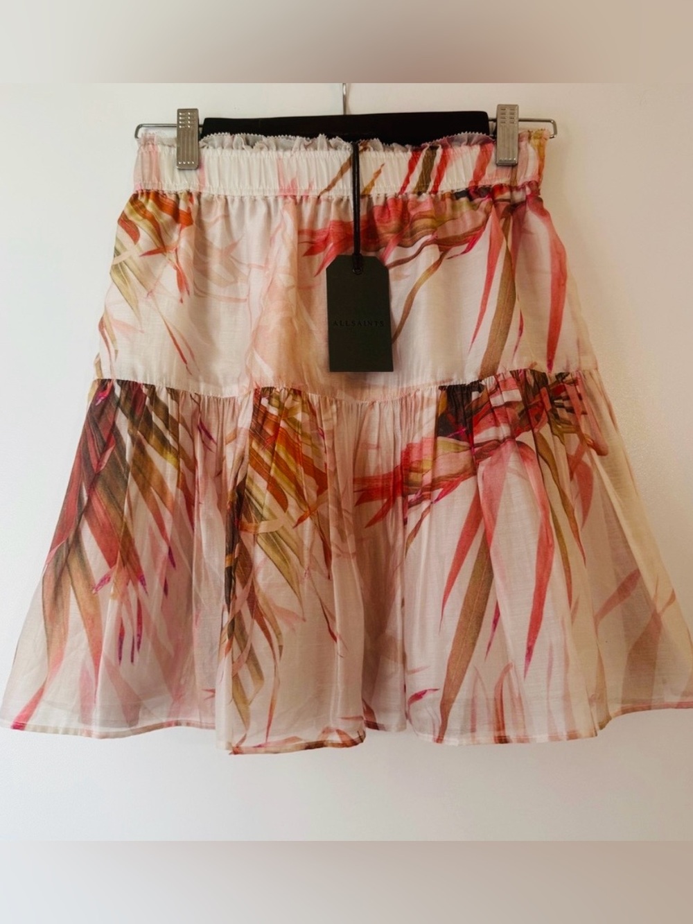 🌴 AllSaints Mae Luar Pink Tropical Mini Skirt NWT – US 4